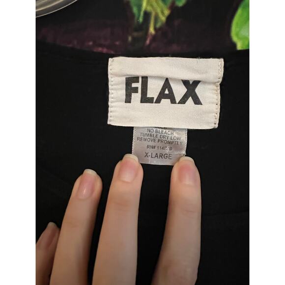 Flax Classic Short Sleeve T-Shirt Black 100% Cotton Lounge Crewneck Women's XL - Picture 3 of 6